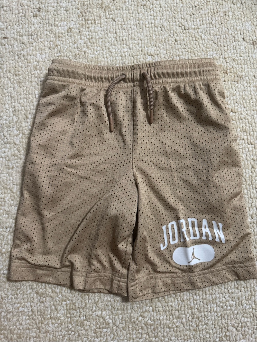 Jordan Tan Mesh Athletic Shorts with White Logo
